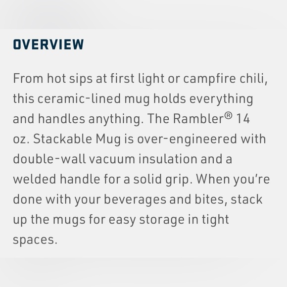 NWT YETI The Rambler® 14 oz. Stackable Mug in Black - Picture 6 of 7